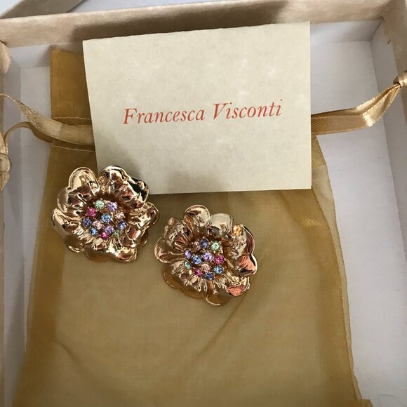 Flower Earrings Francesca Visconti in Original Box! - Picture 2 of 3